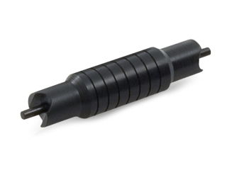 Screw machined valve component machined from steel and finished with Tru Temp mid-temperature Black Oxide